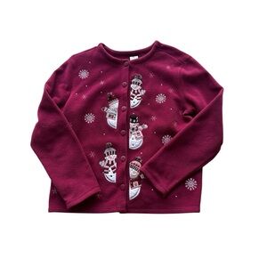 Vintage snowman christmas button‎ up sweater large